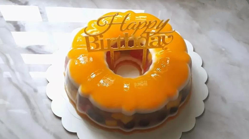 Orange juice fruit jelly cake - UFM5000 ice cream cake cutter - Cheersonic