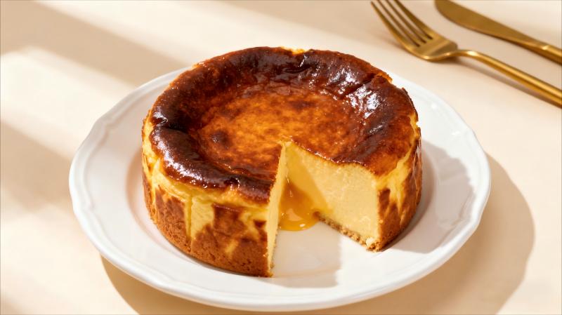 Soft Hearted Basque Cake Depth Guide - Cake Slice