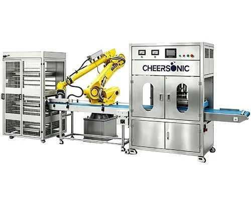 Machine de découpe ultrasonique avec plaque de cuisson
